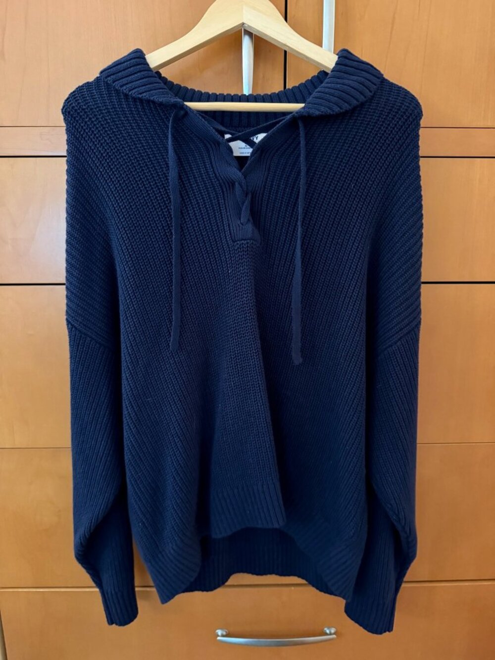 Old Navy Navy Blue Oversized Knit Hooded Sweater Size XL